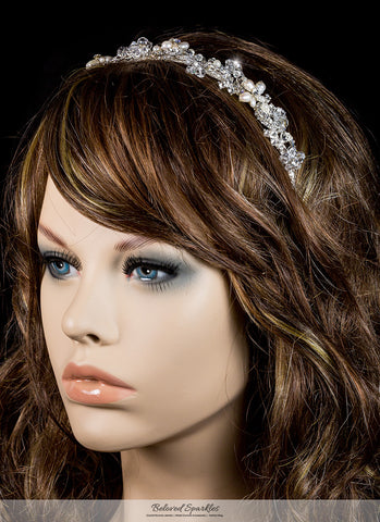 Eva Floral Cream Pearl Silver Headband | Swarovski Crystal - Beloved Sparkles
 - 3