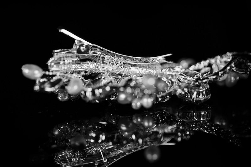 Florence Flower White Pearl Cluster Hair Clip | Swarovski Crystal - Beloved Sparkles