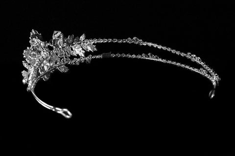 Sandra Two Row Floral Silver Headband | Swarovski Crystal - Beloved Sparkles
 - 3