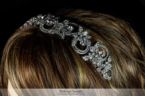 Jorgina Swirl Romance Silver Headband | Swarovski Crystal - Beloved Sparkles
 - 3