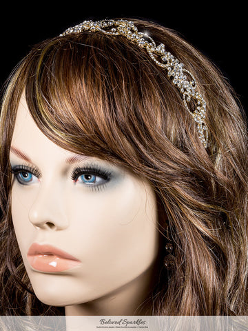 Bethany Swirl Filigree Gold Headband  | Swarovski Crystal - Beloved Sparkles
 - 3