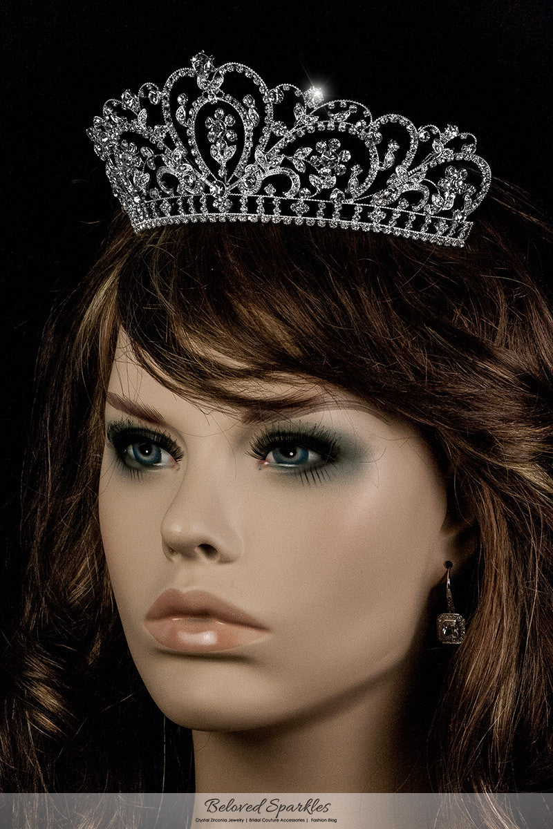 Lorelei Royal Statement Silver Tiara | Swarovski Crystal - Beloved Sparkles
 - 4