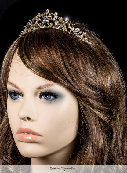 Nedda Art Deco Filigree Tiara | Gold | Swarovski Crystal - Beloved Sparkles
 - 3