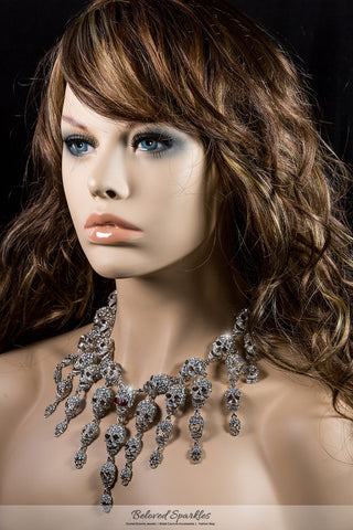 Skulls Cluster Black Diamond Goth Fashion Necklace | Crystal - Beloved Sparkles
 - 3