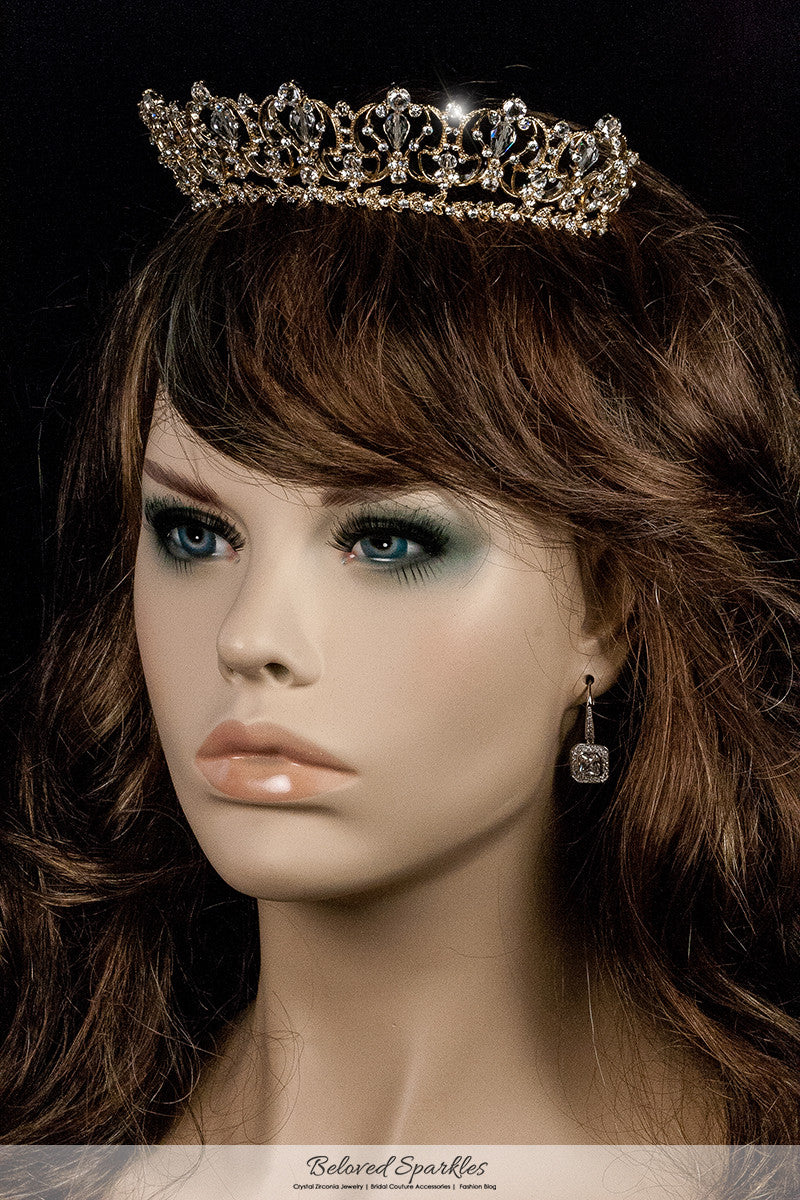 Marissa Vintage Art Deco Gold Tiara | Swarovski Crystal - Beloved Sparkles
 - 3