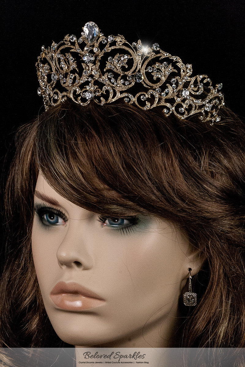 Matilda Victorian Romantic Gold Tiara | Swarovski Crystal - Beloved Sparkles
 - 3