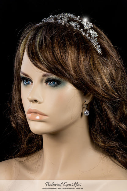 Cherise Two Row Flower Silver Headband | Swarovski Crystal - Beloved Sparkles
 - 3