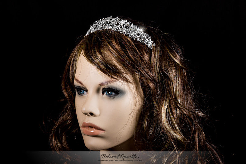 Krisma Floral Cluster Silver Tiara | Swarovski Crystal - Beloved Sparkles
 - 3