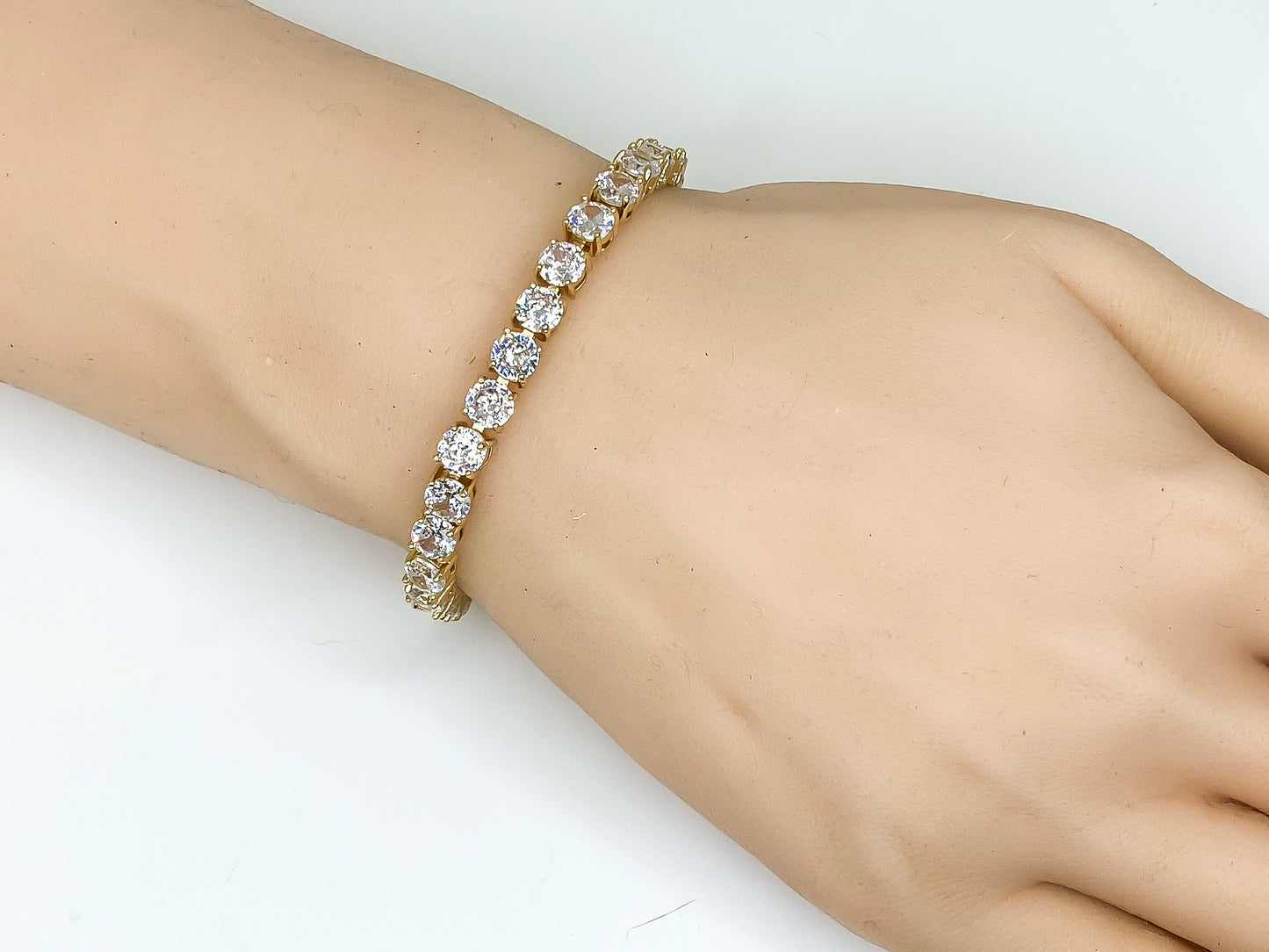 Carla 5mm Round CZ Gold Tennis Bracelet | 7in