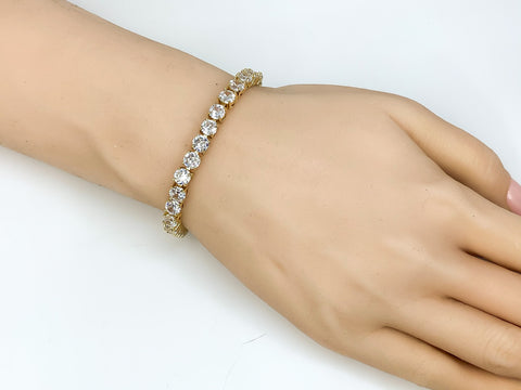 Carla 5mm Round CZ Gold Tennis Bracelet