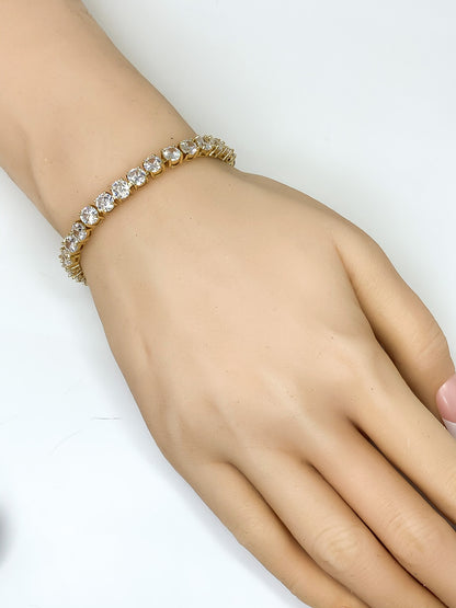 Carla 5mm Round CZ Gold Tennis Bracelet | 7in