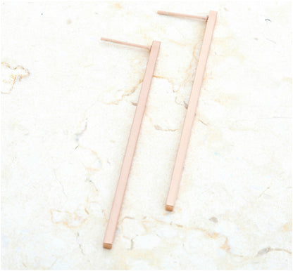 Carolee Rose Gold Long Linear Earrings | Stainless Steel