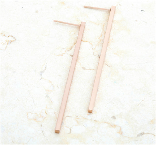 Carolee Rose Gold Long Linear Earrings | Stainless Steel