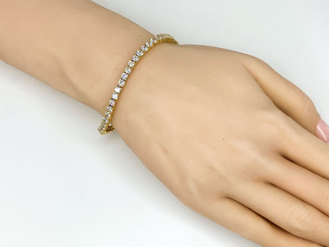 Cassidy Clear Round Gold Tennis Bracelet – 7in | 10ct