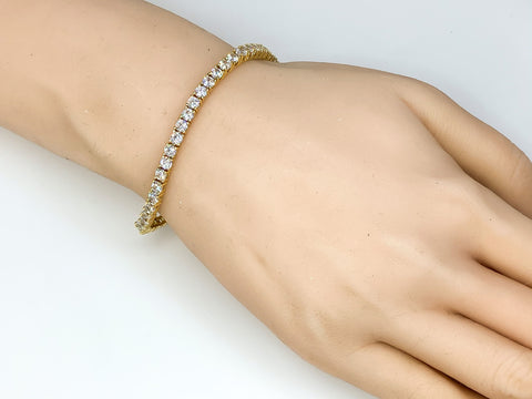 Cassidy Clear Round Gold Tennis Bracelet – 8in | 10ct