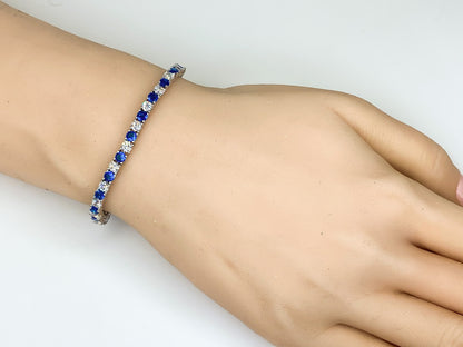 Cassidy 3mm Sapphire Round Tennis Bracelet - 7in | 10ct