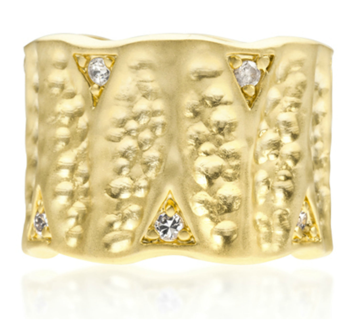 Emilia Textured Matte Golden Eternity Ring | 0.5ct | Cubic Zirconia | 18k Gold - Beloved Sparkles
 - 3