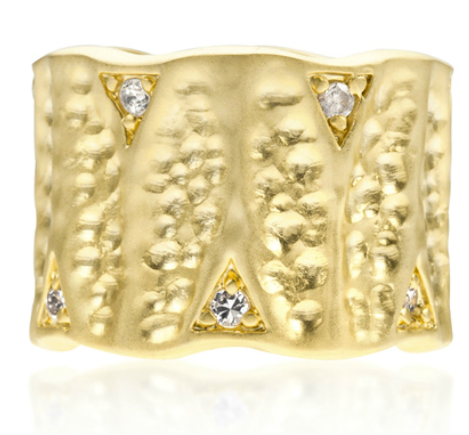 Emilia Textured Matte Golden Eternity Ring | 0.5ct | Cubic Zirconia | 18k Gold - Beloved Sparkles
 - 3