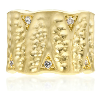 Emilia Textured Matte Golden Eternity Ring | 0.5ct | Cubic Zirconia | 18k Gold - Beloved Sparkles
 - 3