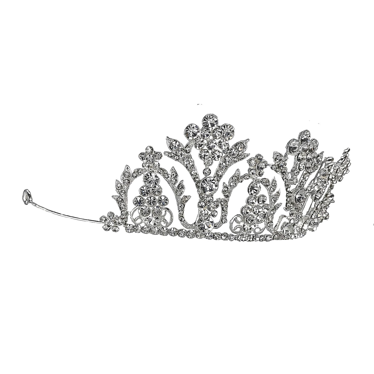 Estella Crystal Floral Bouquet Silver Tiara