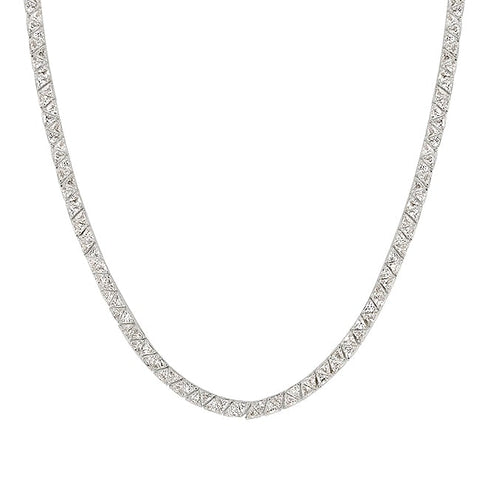 Freya Trillion Cut Silver Tennis Necklace | 60ct