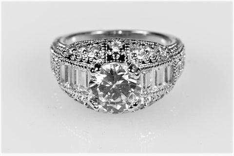 Iris Round CZ Milgrain Engagement Ring | 4.5ct