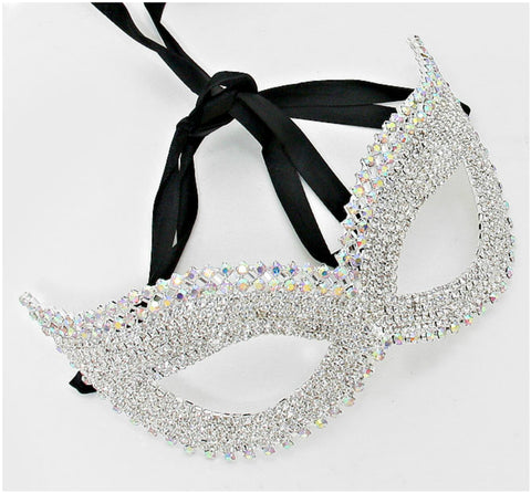 Juleen Cluster Statement Cat Eye Masquerade Mask | Silver | Crystal - Beloved Sparkles
 - 3