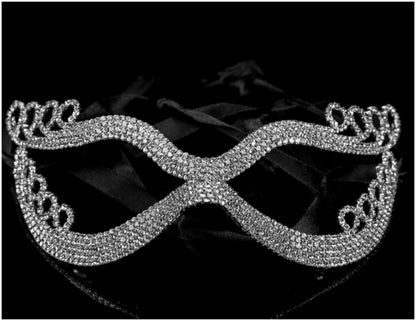 Kinza Crystal Loops Silver Masquerade Mask | Silver | Crystal - Beloved Sparkles
 - 3