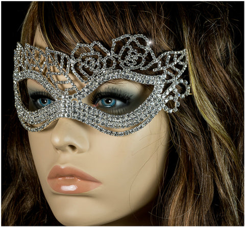 Lara Leaf Cluster Silver Masquerade Mask | Cystal - Beloved Sparkles
 - 4
