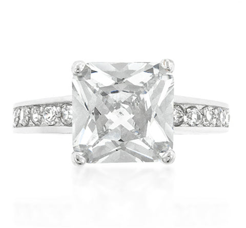 Lindsay Princess Cut Raised Pave Engagement Ring | 5.5ct | Cubic Zirconia - Beloved Sparkles
 - 3