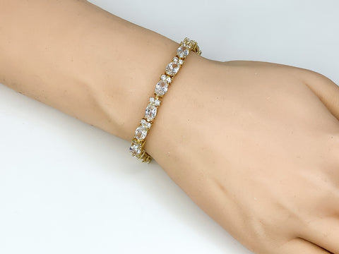 Melanie 7mm Oval CZ GoldTennis Bracelet