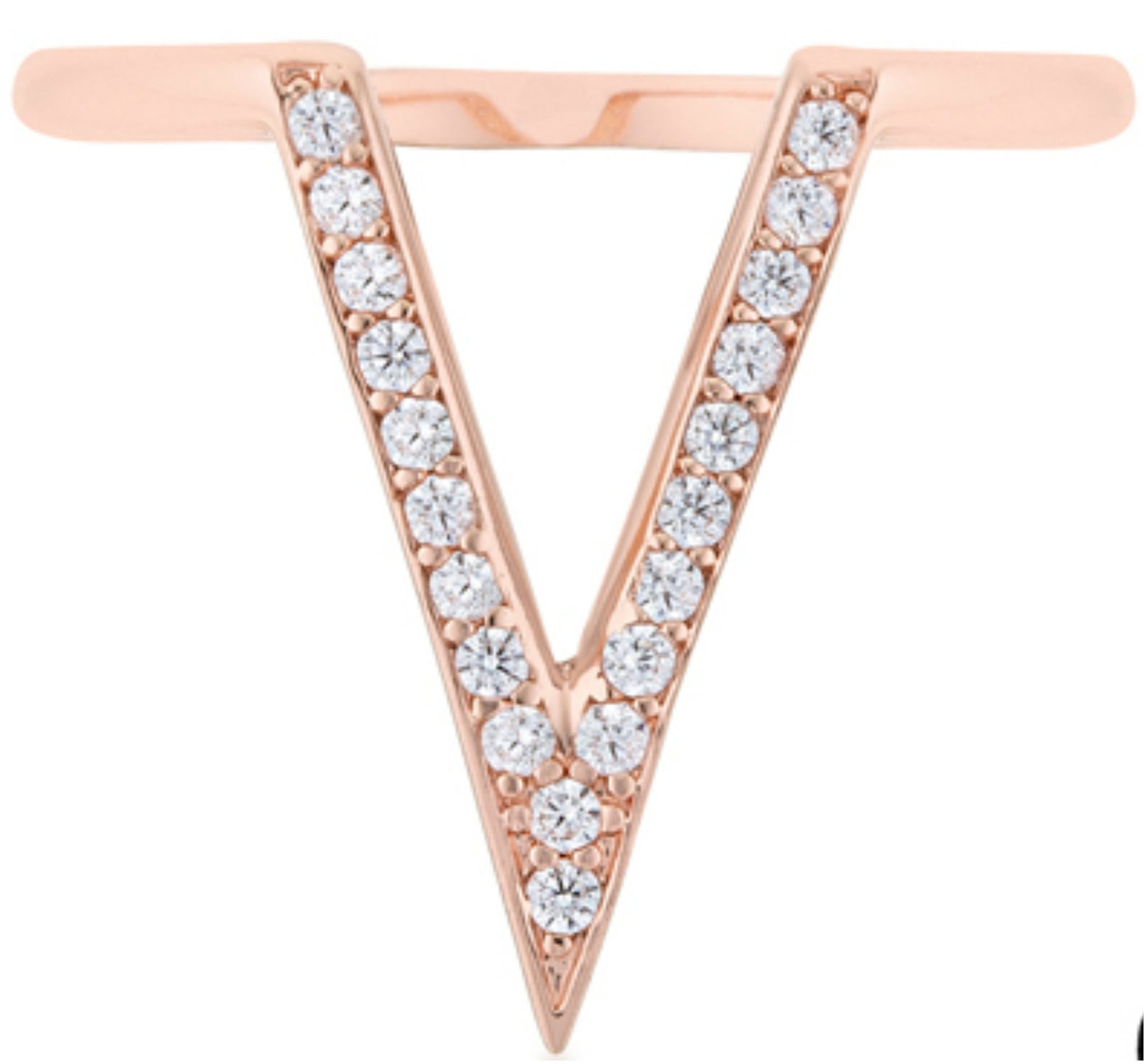 Michelle Rose Gold Delicate V-Shape  Fashion Cocktail Ring | 0.5ct | Cubic Zirconia | Rose Gold - Beloved Sparkles