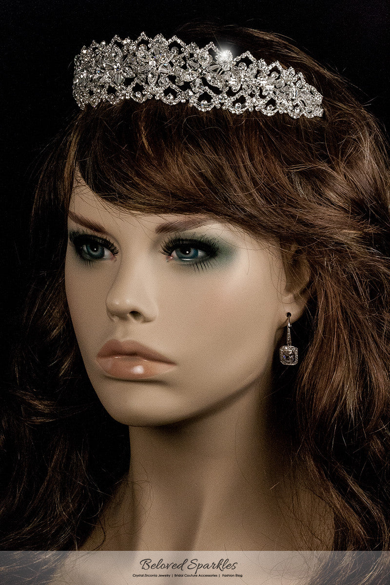 Lara Victorian Art Deco Silver Tiara | Swarovski Crystal - Beloved Sparkles
 - 3