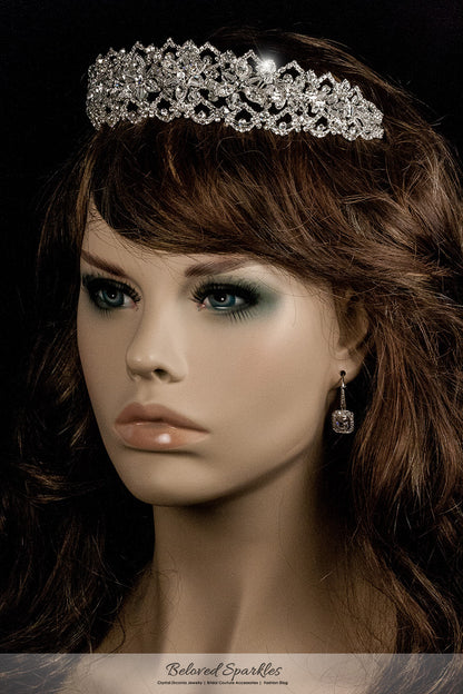 Lara Victorian Art Deco Silver Tiara | Swarovski Crystal - Beloved Sparkles
 - 3