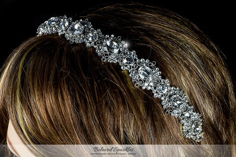 Kylie Oval Cluster Silver Headband | Swarovski Crystal - Beloved Sparkles
 - 3