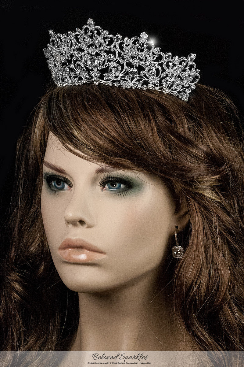 Lorelei Royal Statement Silver Tiara | Swarovski Crystal - Beloved Sparkles
 - 3