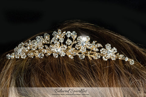 Judith Floral Cluster Gold Tiara | Swarovski Crystal - Beloved Sparkles
 - 4