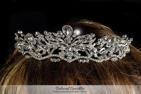 Sabella Victorian Art Deco Silver Tiara | Swarovski Crystal - Beloved Sparkles
 - 4