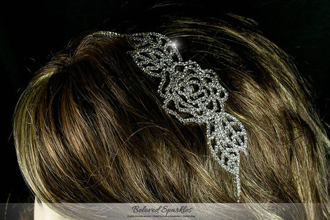 Lorel Large Rose Rhinestone Silver Headband | Rhinestone - Beloved Sparkles
 - 4