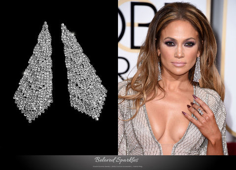 Glenna Cluster Long Chandelier Earrings | Crystal - Beloved Sparkles