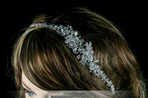 Persis Delicate Cluster Silver Hair Tie Headband | Swarovski Crystal - Beloved Sparkles
 - 4