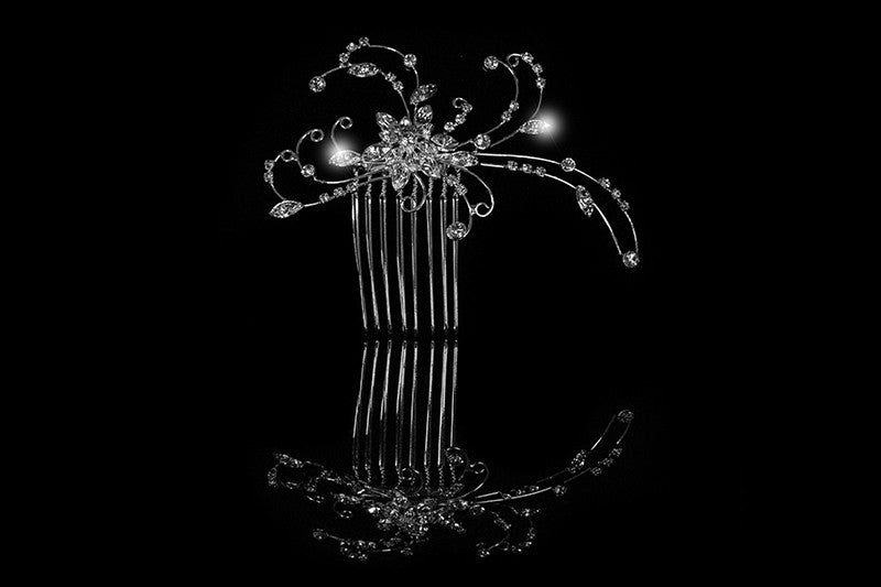 Janet Flowery Leaves Hair Comb | Swarovski Crystal - Beloved Sparkles