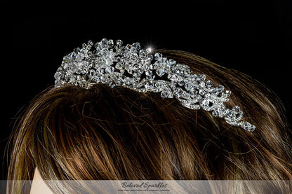 Leda Cluster Statement Silver Tiara | Swarovski Crystal - Beloved Sparkles
 - 4