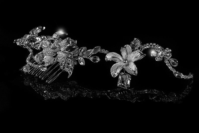 Helen Flower Garden Hair Comb | Swarovski Crystal - Beloved Sparkles
 - 5