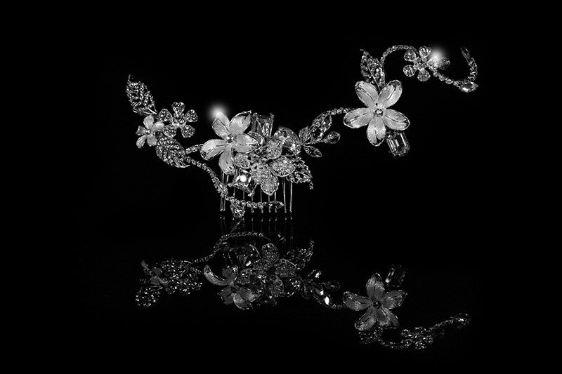 Helen Flower Garden Hair Comb | Swarovski Crystal - Beloved Sparkles