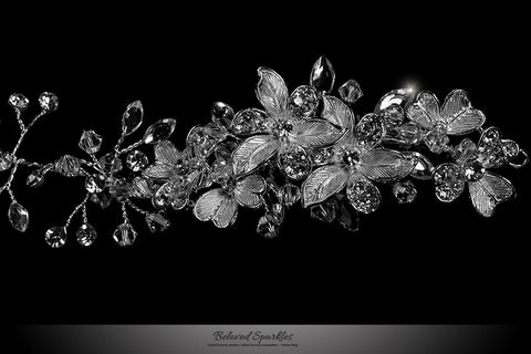 Estella Flower Spray Silver Headband | Swarovski Crystal - Beloved Sparkles
 - 4