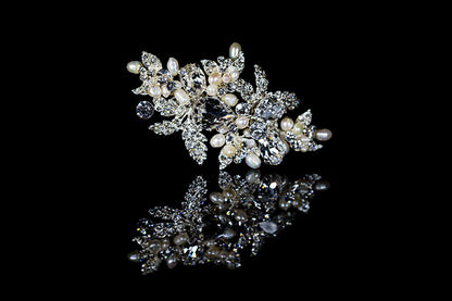 Florence Flower White Pearl Cluster Hair Clip | Swarovski Crystal - Beloved Sparkles