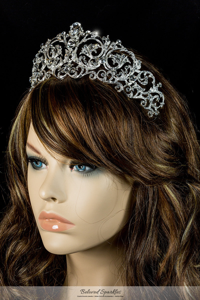 Matilda Victorian Romantic Silver Tiara | Swarovski Crystal - Beloved Sparkles
 - 4