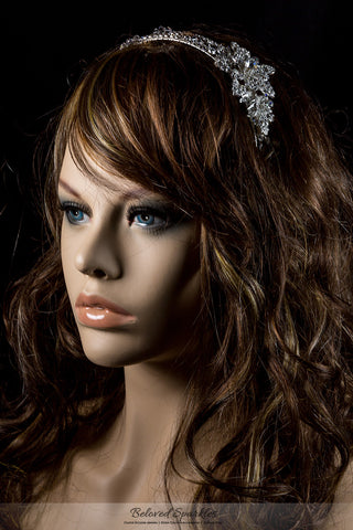 Sandra Two Row Floral Silver Headband | Swarovski Crystal - Beloved Sparkles
 - 4