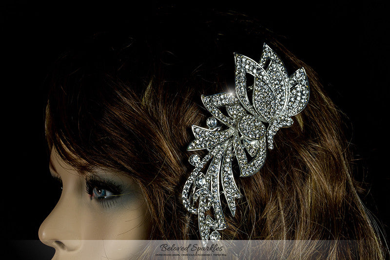 Brook Art Deco Ribbon Hair Comb | Crystal - Beloved Sparkles